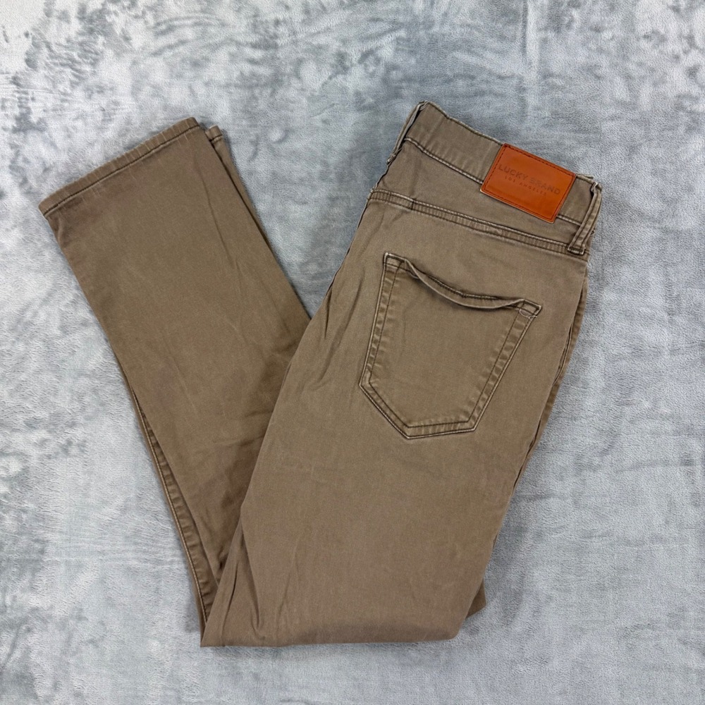Lucky Brand 410 Athletic Straight Jeans Men's Size 30x30 Tan Crushed Cotton
